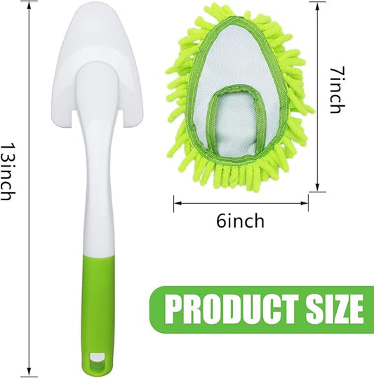 Microfiber Duster for Cleaning, Hand Washable Dusters with 4 pcs Replaceable Microfiber Head,Wet and Dry Use, Detachable Cleaning Supplies for Office, Car, Window, Furniture, Wall