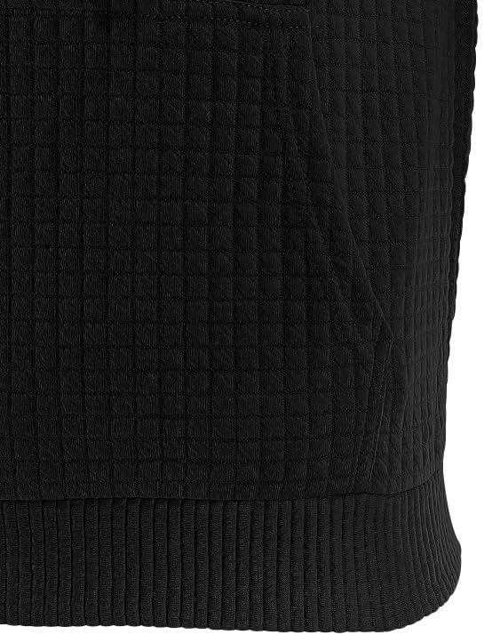 Men's Waffle Sweatshirt - Autumn Winter Hooded Pullover Loose Fit Casual Wear for Vacation Daily Life