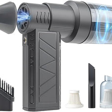 4-in-1 Compressed Air Duster with Light, Handheld Car Vacuum/Air Blower/Pump/Inflate 130000RPM Adjustable Electric Vacuum Cleaner for Computer Keyboard Car Home(Gray)