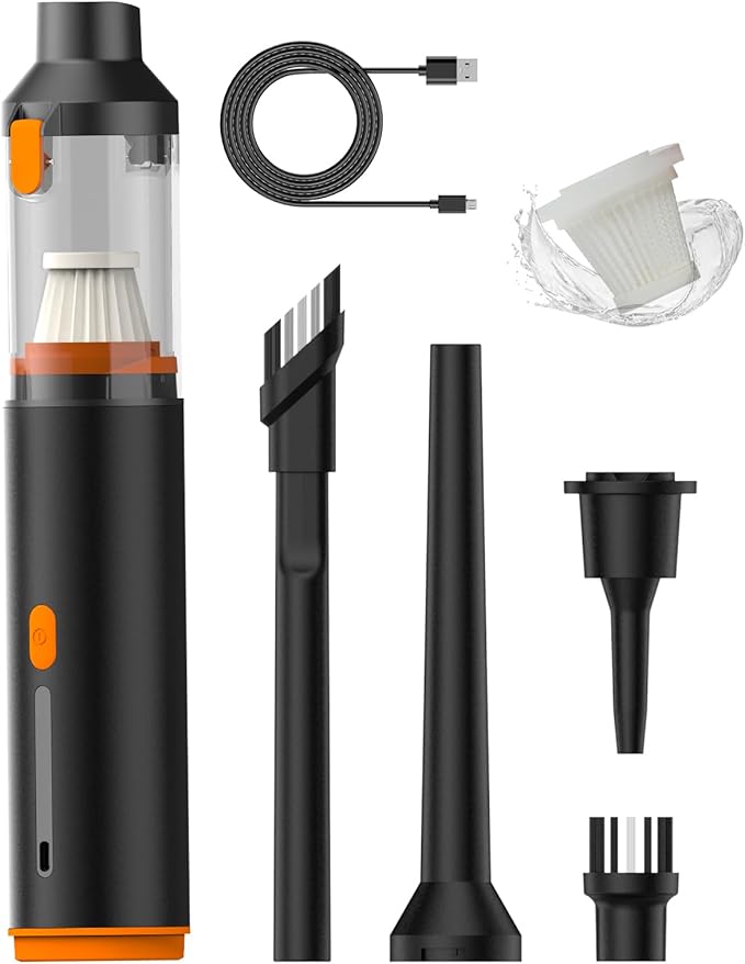 Handheld Car Vacuum Cleaner Cordless, 19000Pa Strong Suction Portable Mini Vacuum, Blow & Suction 2 in 1 Small Vacuum Cleaner for Car, Desk, Keyboards, Pet