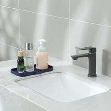 Silicone Bathroom Soap Dishes with Drain Spout-Kitchen Sink Organizer,Sponge Holder,Dish Soap Tray,Perfect for Dispenser,Scrubber,Bottle,Cup on Sink or Counter-Navy Blue 9.6