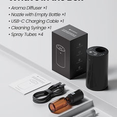 Waterless Essential Oil Diffuser, Portable Aromatherapy Diffuser with 20mL Capacity, Battery Operated Mini Scent Diffuser,3 Mist Levels & Timers, Leak-Free, for Home, Car, Office (Black)