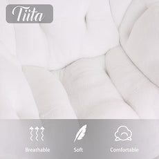 Tiita Lazy Chair with Ottoman, Modern Large Accent Lounge Armchair, Comfy Leisure Sofa Reading Chair with Footrest for Bedroom, Living Room, Dorm Rooms, Garden and Courtyard, Plush White