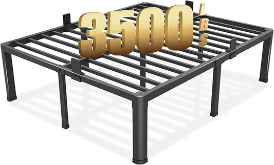 18 inch King Size Bed Frame with Round Corner Legs Mattress Slide Stopper,3500 lbs Heavy Duty Metal Platform,Steel Slat Support,No Box Spring Needed,Easy Assembly,Noise Free