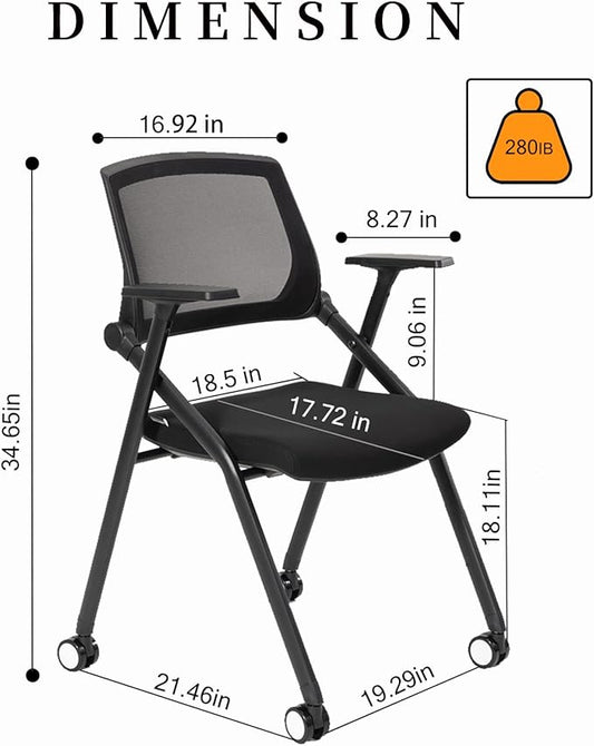 12 Pack Executive Office Chairs with Caster Adjustable Armrest Ergonomic Mid-Back Breathable Mesh Foldable Conference Reception Chair Set for Home School Waiting Room