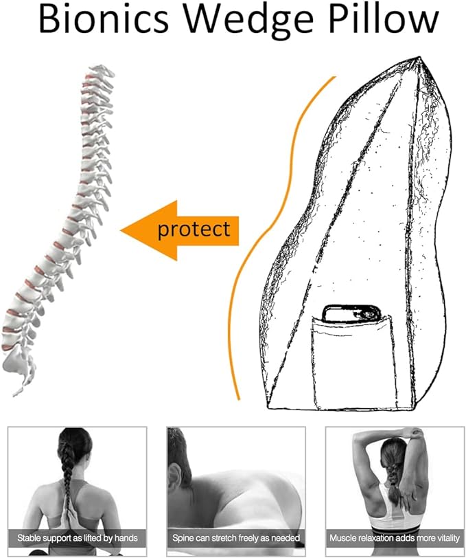 WOWMAX Headboard Pillow Queen Triangular Bed Wedge Pillow for Headboard Wedge Pillow Headboard for Daybed Bunk Bed Large Bolster Pillow for Bed with Removable Cover, Gifts for Mom Gray