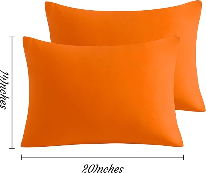 NTBAY Toddler Pillow Cases Set of 2, 2 Pack Brushed Microfiber 14x20 Pillow Cases, Soft, Wrinkle, Fade, Stain Resistant Orange Pillow Cases with Envelope Closure, 14x20 Inches, Orange