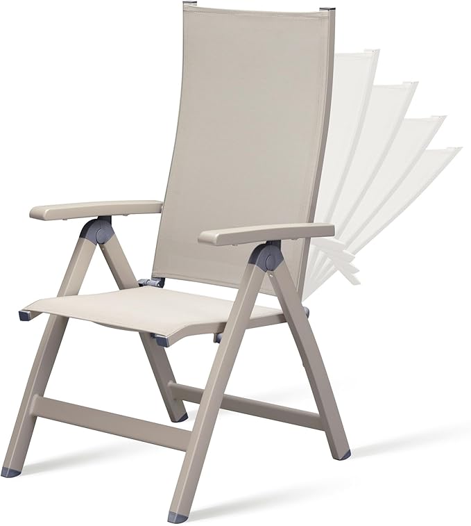 Adjustable Folding Chair, Indoor Bedroom, Outdoor Balcony, Patio, Courtyard Swimming Pool, Porch, for Comfortable Foldable Lounge Chair, Portable Cozy Recliner, Metal Frame
