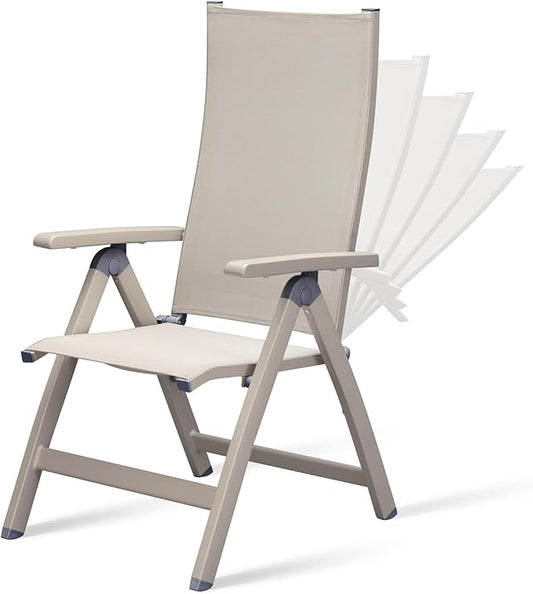 Adjustable Folding Chair, Indoor Bedroom, Outdoor Balcony, Patio, Courtyard Swimming Pool, Porch, for Comfortable Foldable Lounge Chair, Portable Cozy Recliner, Metal Frame