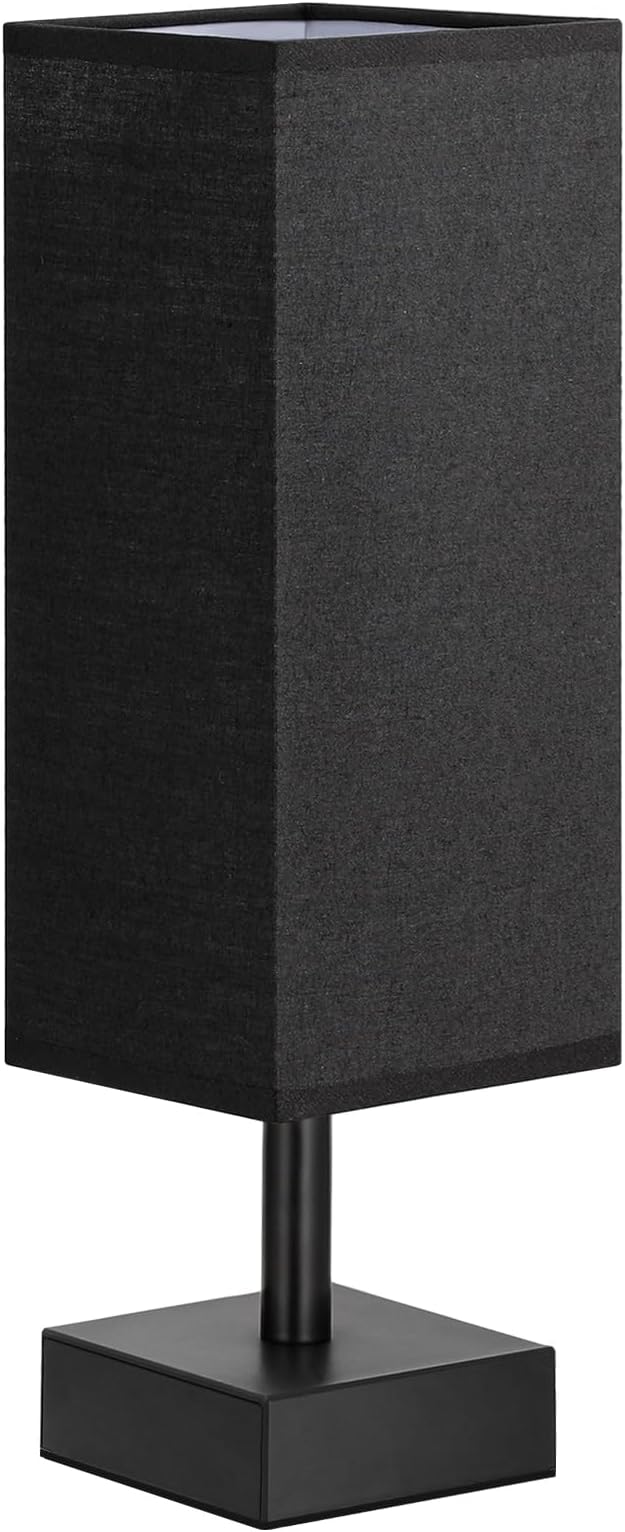 aooshine Black Small Table Lamp - Bedside Lamp for Bedroom, Minimalist Nightstand Light with Black Base
