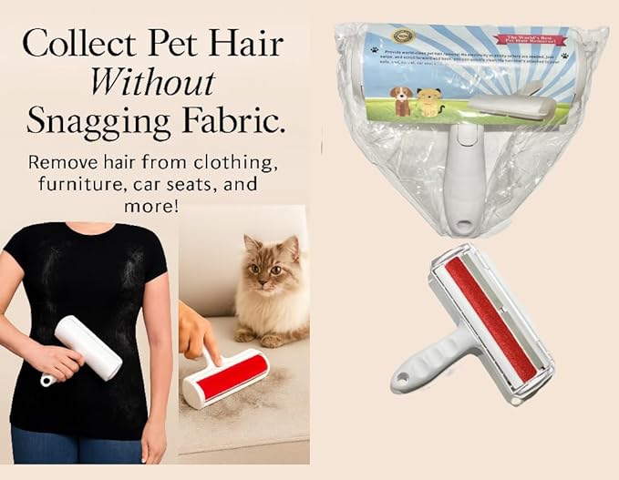 Pet Hair Remover Roller – Reusable Lint Roller for Dog & Cat Hair – Self-Cleaning Fur Remover for Furniture, Clothes, Car Seats – No Sticky Sheets – Eco-Friendly Gift for Pet Owners