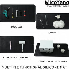 Silicone Dish Drying Mat for Multiple Usage,Easy clean,Eco-friendly,Heat-resistant Silicone Mat for Kitchen Counter or Sink,Refrigerator or Drawer Liner Black 5XL 36inches x 18inches