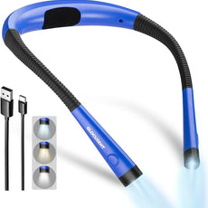 Glocusent Book Light, 3-Color & 6-Brightness Reading Light, Bendable Neck Light, 80-hr Lasting Rechargeable Book Light, Perfect Reading Lights for Books in Bed, Knitting, Repairing, Book Lovers Gifts