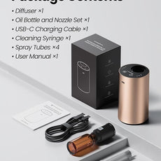 Waterless Essential Oil Diffuser, Rechargeable Scent Diffusers with 3 Mist Levels & Timers, Portable Aromatherapy Diffuser for Home Car Room Studio Office, Desert Titanium