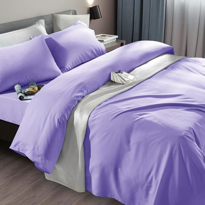 SONORO KATE Bed Sheet Set Super Soft Microfiber 1800 Thread Count Luxury Egyptian Sheets Fit 18-24 Inch Deep Pocket Mattress Wrinkle-6 Piece (Lavender, Twin XL)