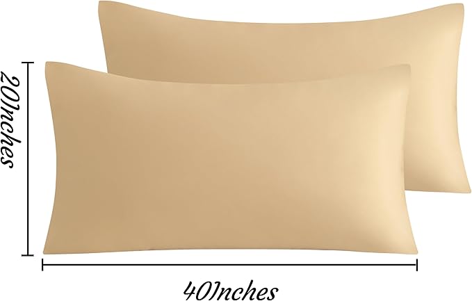 NTBAY King Pillow Cases Set of 2, 2 Pack Brushed Microfiber 20x40 Pillow Cases, Soft, Wrinkle, Fade, Stain Resistant Light Taupe Pillow Cases with Envelope Closure, 20x40 Inches, Light Taupe