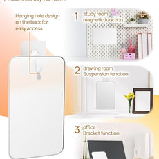 OMIRO Makeup Mirror for Desk, 10 x 7 inches Table Mirror with Adjustable Stand and Hanging Hole for Shaving and Travelling, White