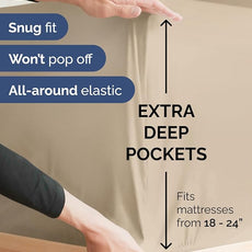 Extra Deep Pocket Queen Sheet Set - 4 Piece Breathable & Cooling Bed Sheets - Hotel Luxury Sheet Set - Ultra Soft, Wrinkle Free & Comfy - Easily Fits Extra Deep Mattresses - Deep Pocket Cream Sheets
