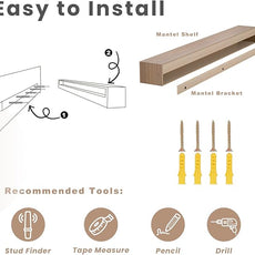 Fireplace Mantel Shelf 48 X 8 X 6 Inch, Handcrafted Solid Mantel for Over Fireplace, 6 Inch Thick Wall Mounted Floating Fireplace Mantel, Real Wood
