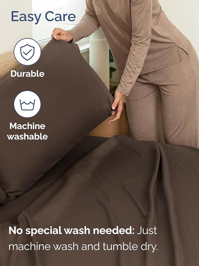 Extra Deep Pocket Full Sheets - 4 Piece Breathable & Cooling Bed Sheets - Hotel Luxury Bed Sheet Set - Soft, Wrinkle Free & Comfy - Easily Fits Extra Deep Mattresses - Deep Pocket Brown Sheets Set