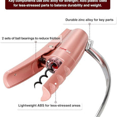 Forge Quality Compact Vertical Lever Corkscrew Wine Opener with Foil Cutter. 3 Seconds to Open a Bottle of Wine. Pink.