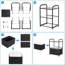 MAX Houser Dresser for Bedroom with 2 Drawers, Wide Chest of Drawers, Fabric Dresser, Storage Organizer Unit with Fabric Bins for Closet, Living Room, Hallway, Nursery,Black