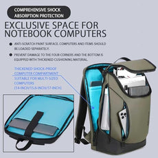 Shockproof Waterproof Laptop Backpack, 17-Inch Anti-Scratch Travel Backpack with Large Storage(Black/Gray/Green) (Olive green)