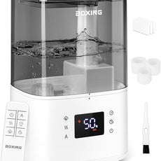 BOXING Warm and Cool Mist Humidifiers for Bedroom Large Room Home,Air Humidifier with Remote,Top Fill Ultrasonic Diffuser Humidifier with humidistat,Quiet Sleep,Timer,Auto Shutoff,BPA-Free,Filter,4.5L