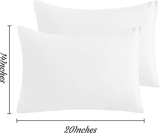 NTBAY Toddler Pillow Cases Set of 2, 2 Pack Brushed Microfiber 14x20 Pillow Cases, Soft, Wrinkle, Fade, Stain Resistant White Pillow Cases with Envelope Closure, 14x20 Inches, White