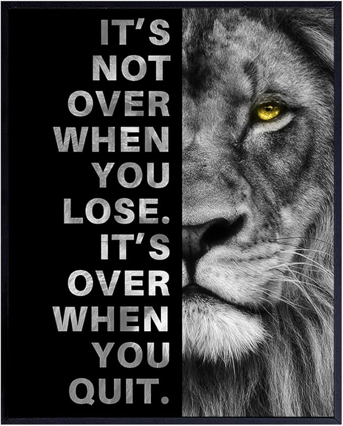 YELLOWBIRD ART & DESIGN Motivational Wall Art & Decor - Positive Quotes - Motivational poster - Office Wall Art - Lion Wall Decor Inspiration Motivation Man cave Gym Wall Decor for Men