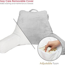 Nestl Reading Pillow for Kids & Teens with Shredded Memory Foam, Backrest Pillows for Reading, Watching, and Gaming, Use on The Couch, Bed, or Floor, Adjustable Support with Washable Cover Light Grey