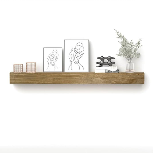 Fireplace Mantel Shelve, Solid Wood Baked Finish Wall-Mounted Floating Shelf for Over Fireplace, Handcrafted Floating Fireplace Mantels with Wooden Bracket, 72x 8 x 6 Inches
