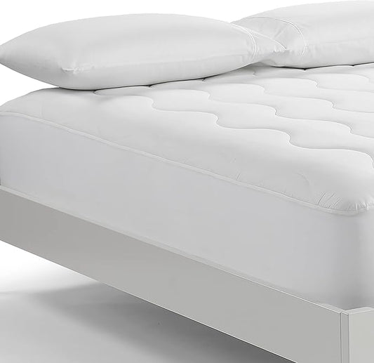 Serta Air Dry Extra Comfort Performance Fabric Quilted Mattress Pad, Cooling and Breathable Mattress Cover, Moisture Wicking Protection with 15" Deep Pocket, Full, White