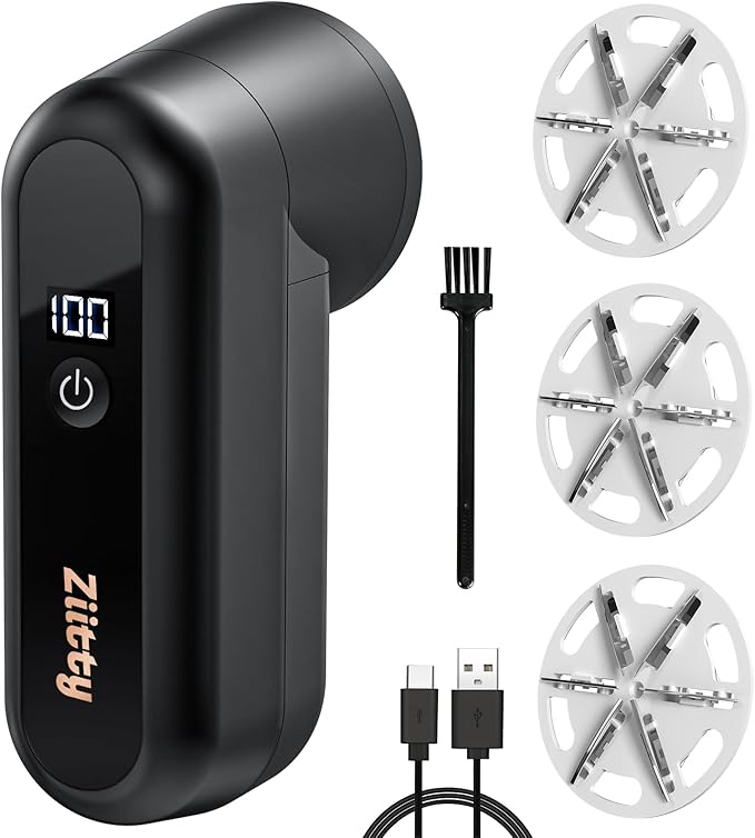 Fabric Shaver and Lint Remover for Clothes, Rechargeable Lint Shaver with LED Display & 6-Blade, Sweater Shavers to Remove Pilling, Fuzz Remover Fabric Shaver for Clothes and Furniture