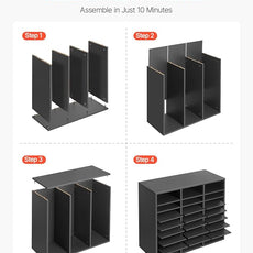 VEVOR Literature Organizer, 24 Compartments Office Mailbox with Adjustable Shelves, Wooden Mailbox Sorter Medium Density Fiberboard Office Home Classroom Storage for Files, Documents, Papers, Grey