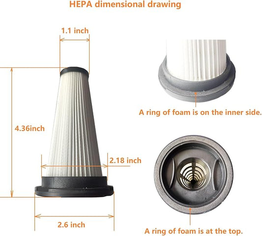 3Pack Hepa Filters Replacement Compatible with SUXIANGVAC Cordless Vacuum A27, Washable Filters Compatible with VOKENE & VICEASE& OIRFND A27& TITIPOY A27 Series