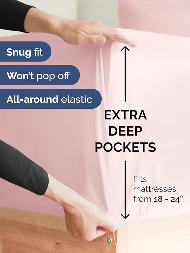 Extra Deep Pocket Full Sheets - 4 Piece Breathable & Cooling Bed Sheets - Hotel Luxury Bed Sheet Set - Soft, Wrinkle Free & Comfy - Easily Fits Extra Deep Mattresses - Deep Pocket Lavender Pink Sheets