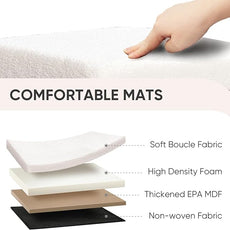 PINPLUS Storage Ottoman Cube Square Shaped Ottomans with Storage Foot Stool Footrest for Lving Room Boucle Ottoman Seat for Dorm Room,Faux Teddy Fur White,15