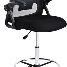 Drafting Chair with Mesh Backrest, Foot Ring,Tall Office Chair with Flip-Up Armrest,Set of 2 Counter Height Office Swivel Standing Desk Chair with Lumbar Support for Home,Office,Bar