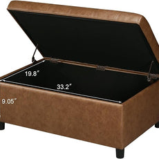 Joveco Rectangular Lift Top Storage Ottoman Bench, Faux Leather Storage Bench for Living Room Entryway Bedroom, Ochre Yellow