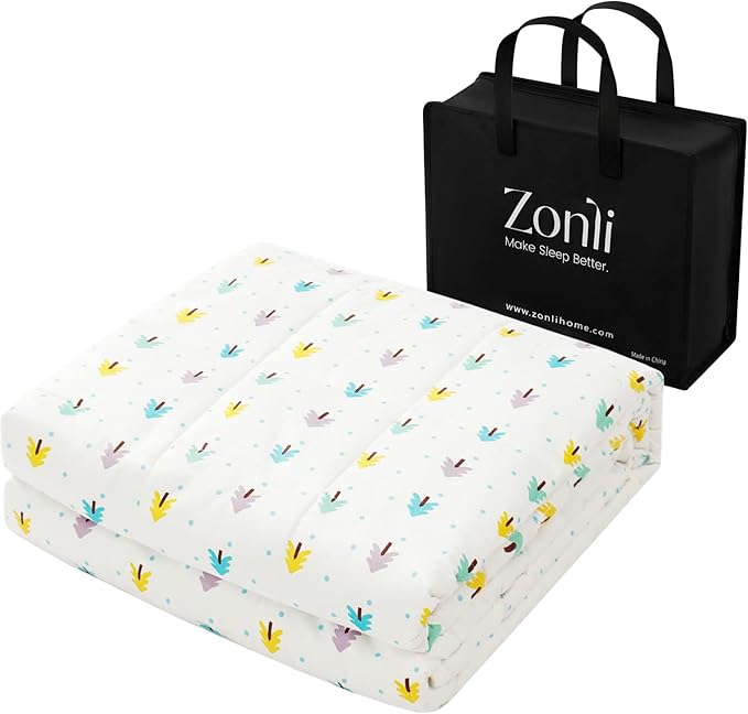 ZonLi Weighted Blanket for Adults (100% Cotton, 60"x80", 15lbs, Queen Size Small Tree Print) High Breathability Heavy Blanket, Soft Material with Premium Glass Beads, All-Season, Easy Care