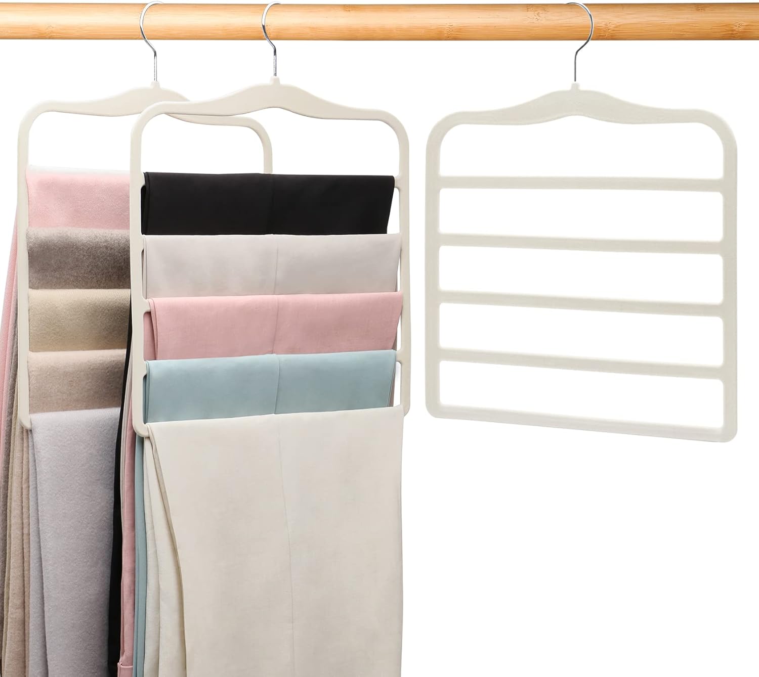 Closet Organizers and Storage,3 Pack Organization and Storage Pants-Hangers-Space-Saving,Velvet Hanger for Dorm Room for College Students Girls Boys Guys Hanging Jean Scarf Dormly