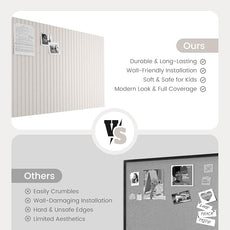 Bumusty Large Cork Board Alternative-47 x35 Felt Bulletin Board Tiles, with 30 Pushpins, 70 Adhesive Tabs, 12-Pack Slat Wall Paneling, Cork Boards for Office Push Pin Board Felt Board-Oatmeal