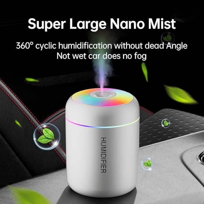 180ml Portable Small Humidifier with Colorful LED Night Light, USB Personal Desktop Humidifier for Car Home Office Travel, Auto Shut-Off, 2 Mist Modes, Super Quiet