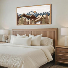 BINCUE Large Mountain Wall Art Framed Boho Wall Decor Mountain Artwork for Office Living Room Bedroom 20x40 Inches