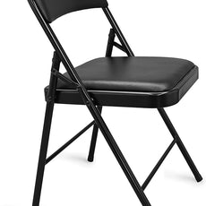 Amazon Basics Comfortable Vinyl-Padded Metal Steel Folding Chairs, Black, 4-Pack