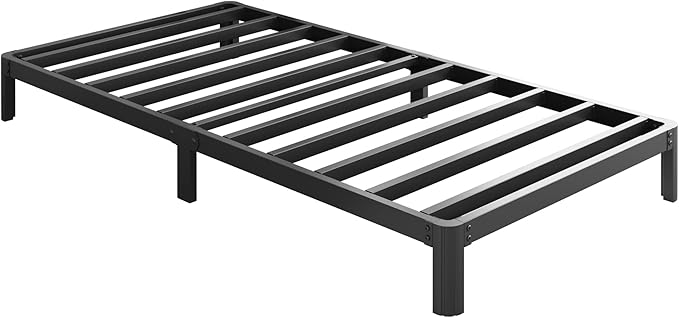 9 Inch Twin Bed Frames with Rounded Corner Legs, Heavy Duty Metal Twin Size Platform Bed Frame No Box Spring Needed, Easy Assembly, Noise Free, Black