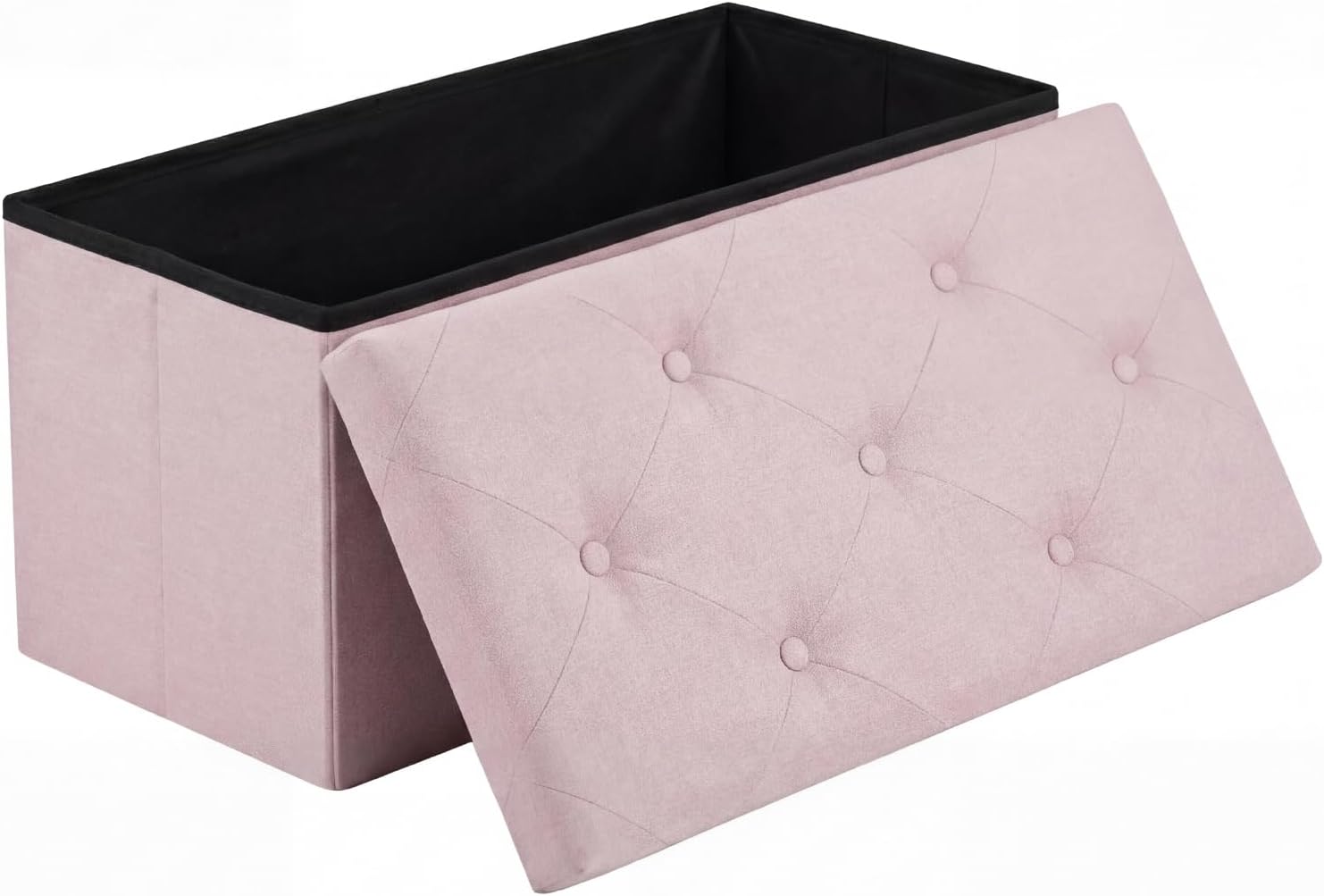 DUMOS 30in Foldable Storage Ottoman Bench, Storage Chest, End of Bed Foot Rest Stool with Padded Seat, Bedroom Bench for Living Room, Bedroom, Support 660lbs, Grey Dormly