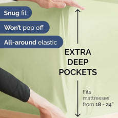 Extra Deep Pocket Cal King Sheets - 4 Piece Breathable & Cooling Bed Sheets - Hotel Luxury Bed Sheet Set - Soft, Wrinkle Free & Comfy - Easily Fits Extra Deep Mattresses - Light Sage Green Sheets Set