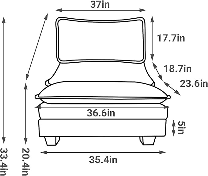 VINGLI Cloud Black Middle Single Chair with Ottoman